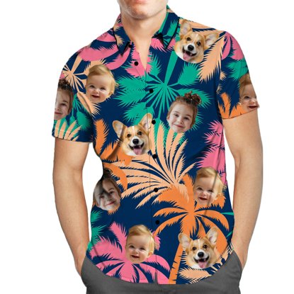Picture of Custom Face Photo Hawaiian Shirts & Shorts - Personalized Face Photo Short Sleeve Casual Hawaiian Shirts for Family - Best Summer Beach Party Shirts - Style #20