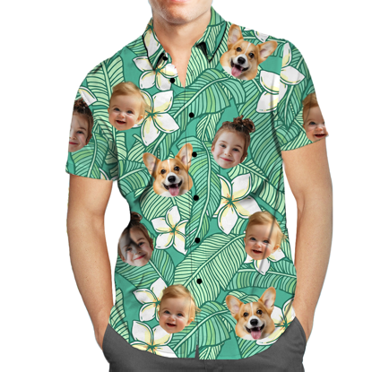 Picture of Custom Face Photo Hawaiian Shirts & Shorts - Personalized Face Photo Short Sleeve Casual Hawaiian Shirts for Family - Best Summer Beach Party Shirts - Style #24