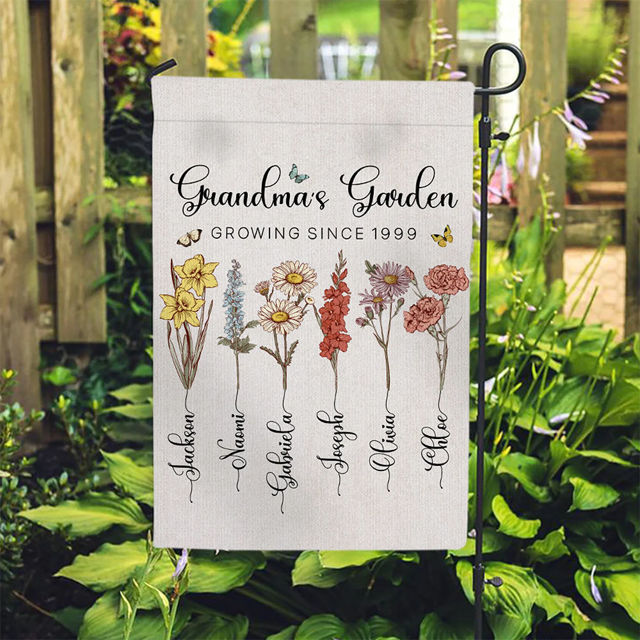 Picture of Personalized Grandma Garden Flag - Custom birth flower Flag - Custom Garden Flag