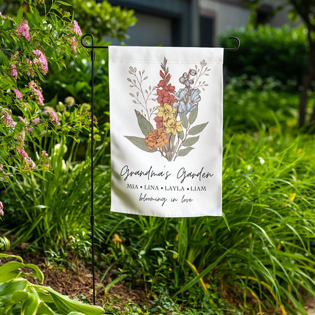 Picture of Personalized Grandma Garden Flag - Custom birth flower Flag - Custom Garden Flag