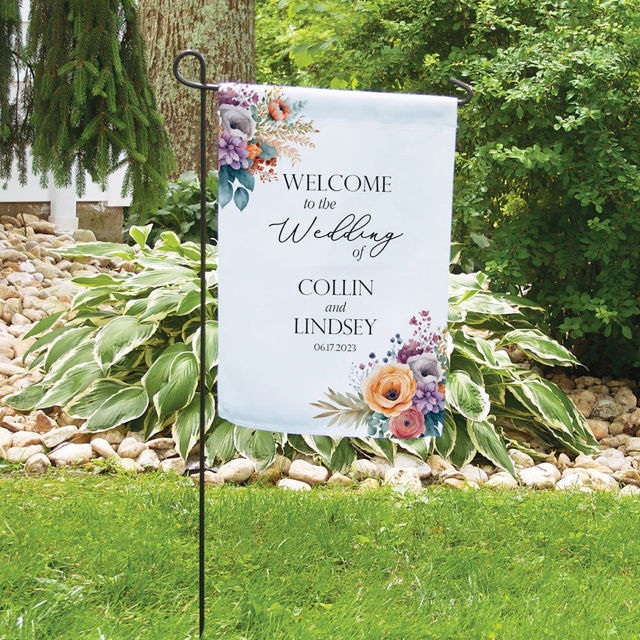 Picture of Custom Garden Flag - Personalized Wedding Flag - Custom Flag With Flower