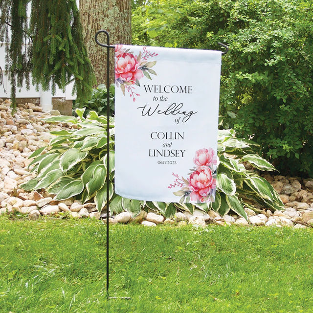 Picture of Custom Garden Flag - Personalized Wedding Flag - Custom Flag With Flower