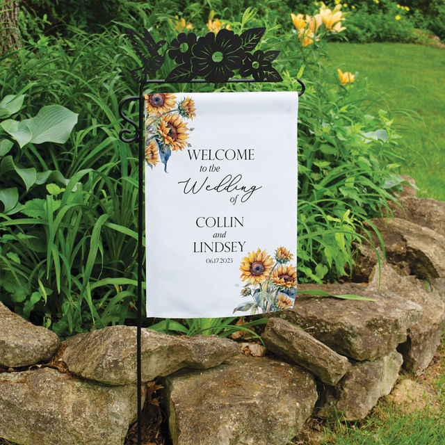 Picture of Custom Garden Flag - Personalized Wedding Flag - Custom Flag With Flower