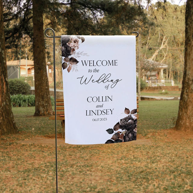 Picture of Custom Garden Flag - Personalized Wedding Flag - Custom Flag With Flower