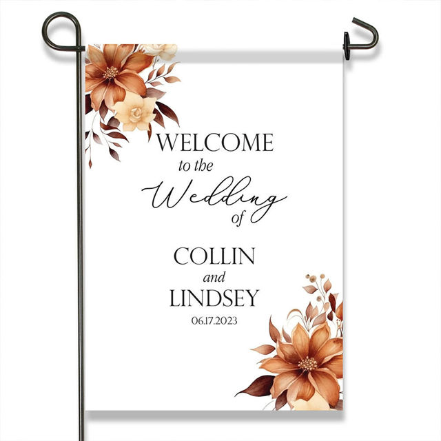 Picture of Custom Garden Flag - Personalized Wedding Flag - Custom Flag With Flower