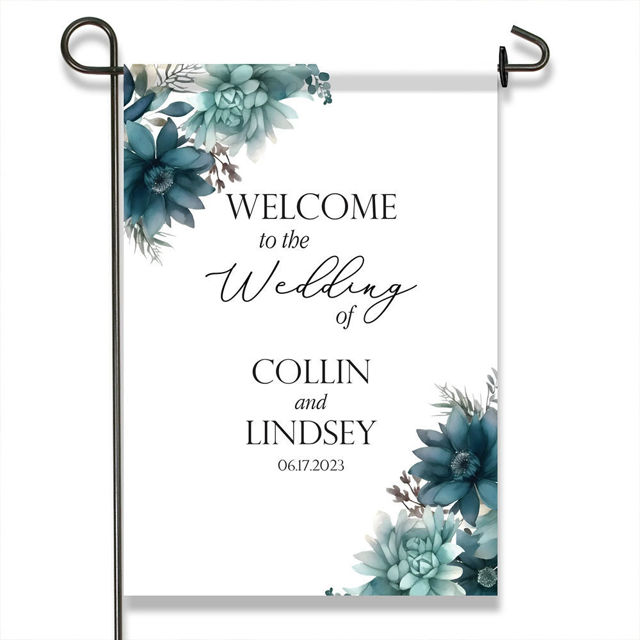 Picture of Custom Garden Flag - Personalized Wedding Flag - Custom Flag With Flower