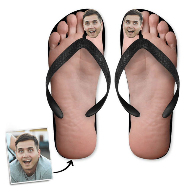 Picture of Personalized Photo Slippers - Custom Flip flops With Face - Best Vacation Gift