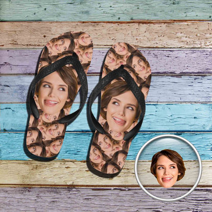 Picture of Custom Flip Flops With Face - Personalized Flops With Fun - Custom Slippers - Best Vacation Gift