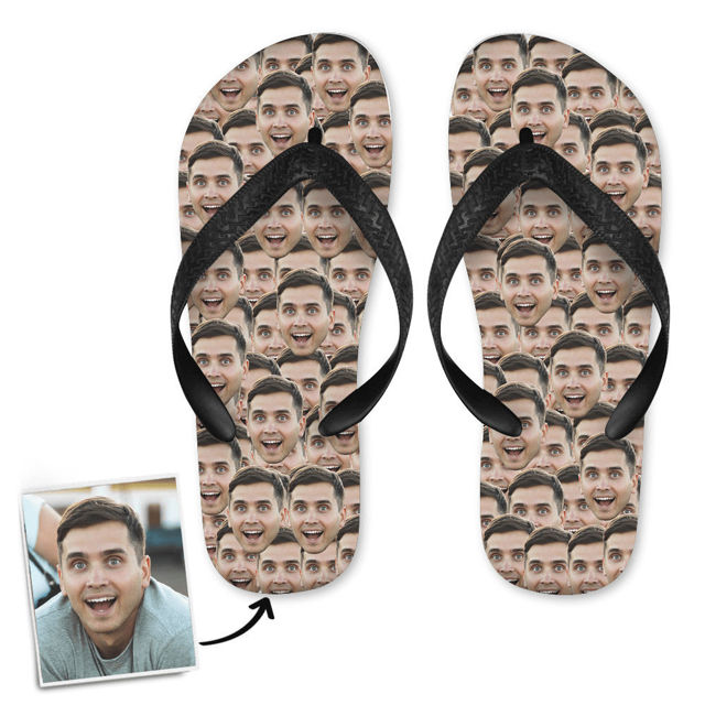 Picture of Custom Flip Flops With Face - Personalized Flops With Fun - Custom Slippers - Best Vacation Gift