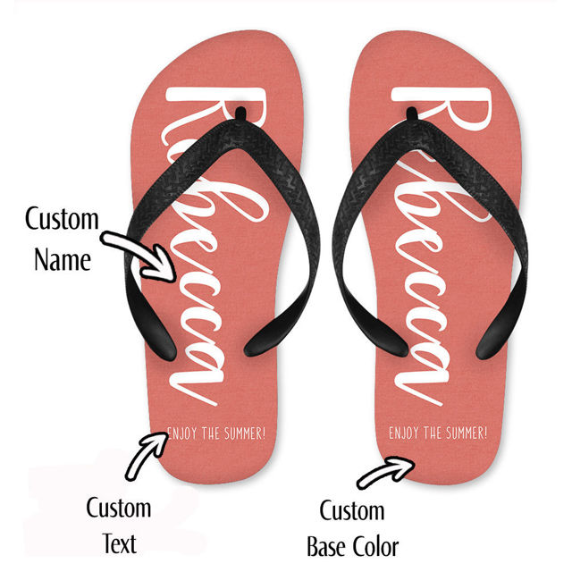 Picture of Custom Flip Flops With Name - Personalized Flops With Fun - Custom Slippers