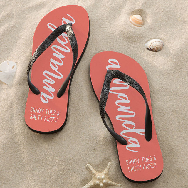 Picture of Custom Flip Flops With Name - Personalized Flops With Fun - Custom Slippers