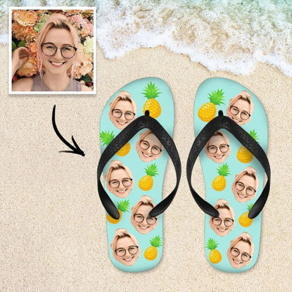 Picture of Custom Pineapple Flip Flops - Personalized Flops With Fun - Custom Slippers - Vacation Gift For Friends