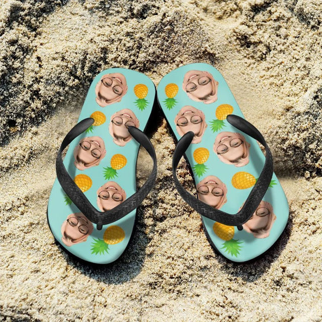 Picture of Custom Pineapple Flip Flops - Personalized Flops With Fun - Custom Slippers - Vacation Gift For Friends