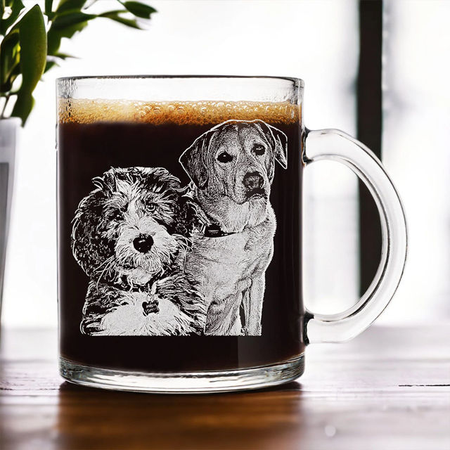 Picture of Custom Glass Coffee Mug - Personalized Glass Cup With Photo - Best Gift For Father's Day, Anniversary And Pet Person