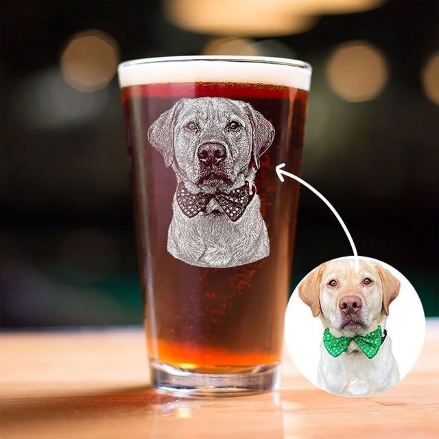 Picture of Custom Pint Glass Cup - Personalized Glass with Photo - Best Gift for Father's Day, Anniversary or Pet Person