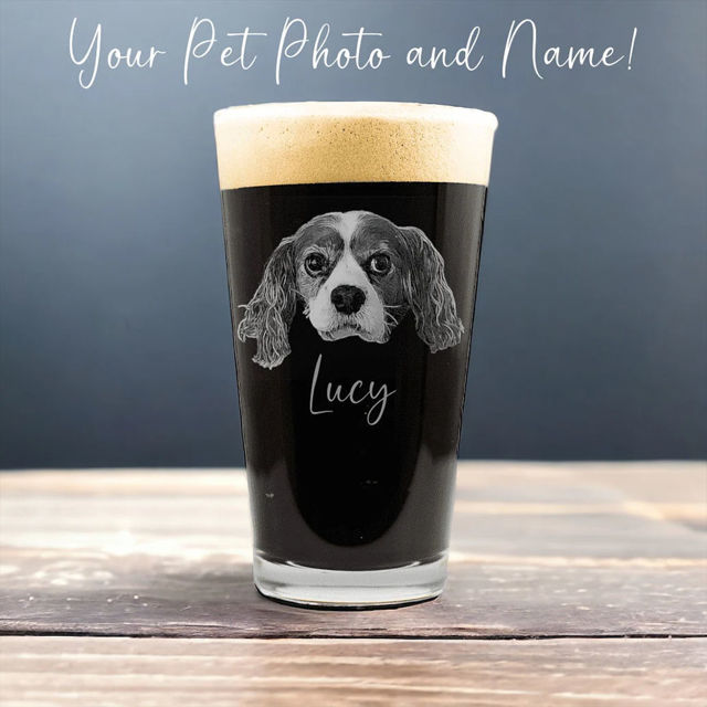 Picture of Custom Pint Glass Cup - Personalized Glass with Photo - Best Gift for Father's Day, Anniversary or Pet Person