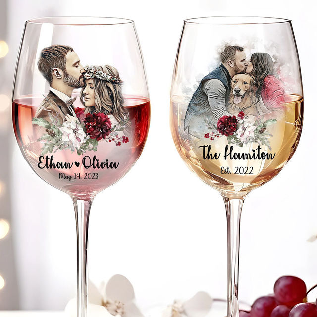 Picture of Personalized Wine Glass With Photo - Custom Wine Glasses - Wedding Gift