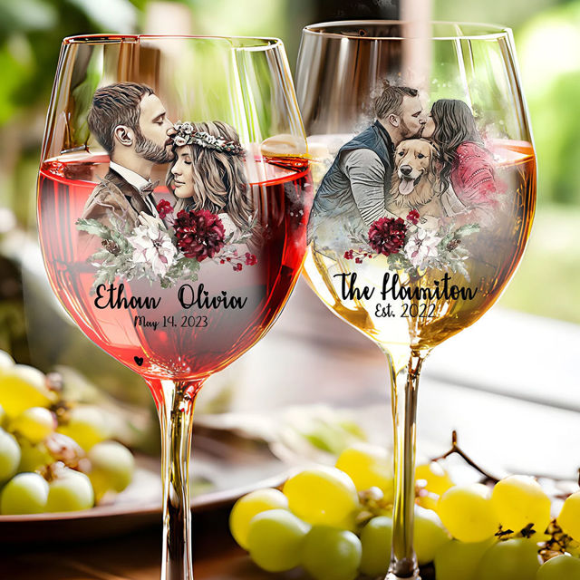 Picture of Personalized Wine Glass With Photo - Custom Wine Glasses - Wedding Gift