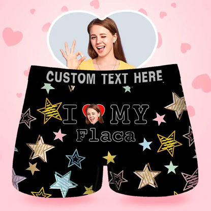 Picture of Custom Men's Boxer, Custom Face Men's Boxer, I Love My Flaca Style Underwear, Gifts for Husband, Waistband Text Boxer Gift