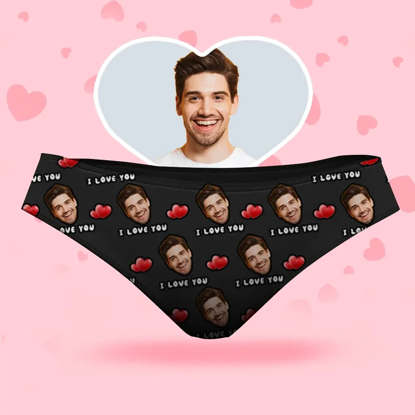 Picture of Custom Face Women's Panties, I Love You Style Underwear, Birthday Gifts for Wife and Girlfriend