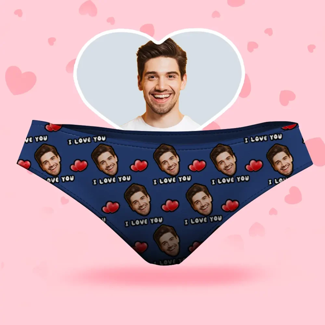 Picture of Custom Face Women's Panties, I Love You Style Underwear, Birthday Gifts for Wife and Girlfriend