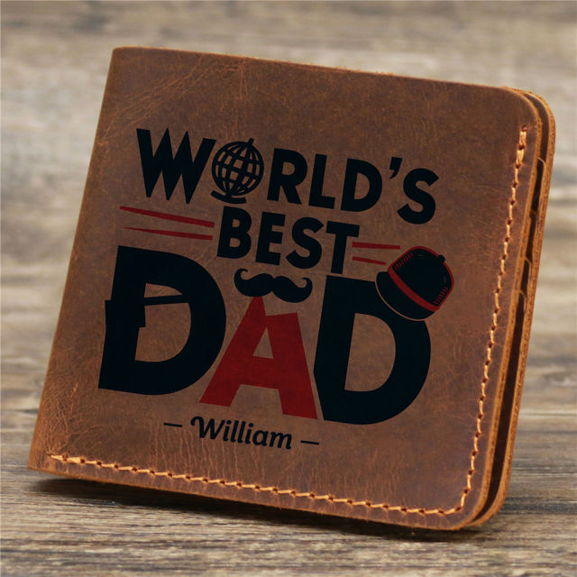 Picture of Custom Father's day Wallet - Personalized Wallet for Dad - Christmas Gift, Birthday Gift