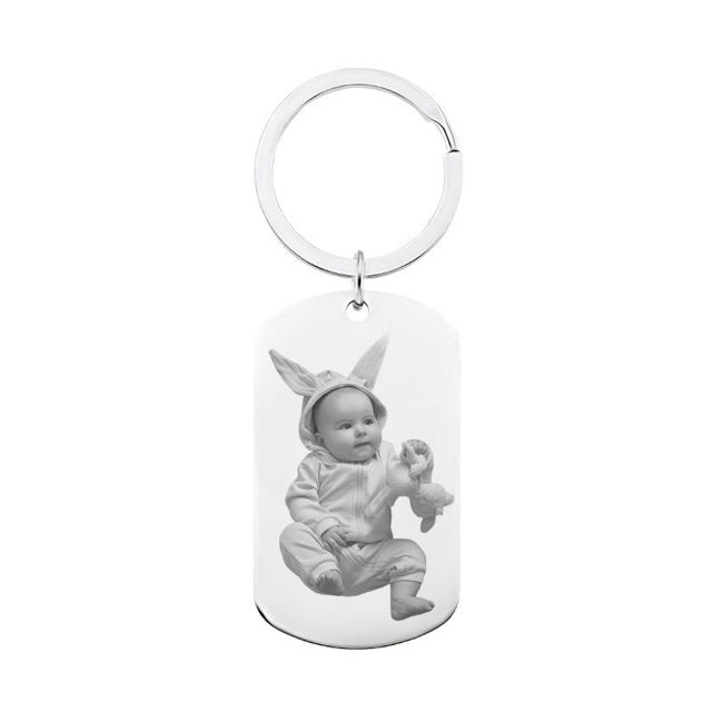 Picture of Custom Photo Keychain - Personalized Military Tag Keychain -  Birthday Gift