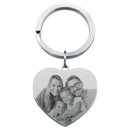 Picture of Custom Photo Keychain with Heart Pendant - Personalized stainless steel Keychain - Gift for Your Loved Ones
