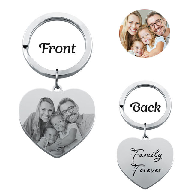 Picture of Custom Photo Keychain with Heart Pendant - Personalized stainless steel Keychain - Gift for Your Loved Ones