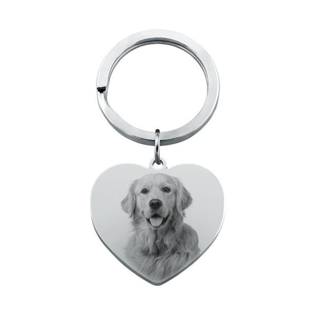 Picture of Custom Photo Keychain with Heart Pendant - Personalized stainless steel Keychain - Gift for Your Loved Ones