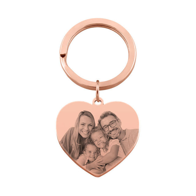 Picture of Custom Photo Keychain with Heart Pendant - Personalized stainless steel Keychain - Gift for Your Loved Ones