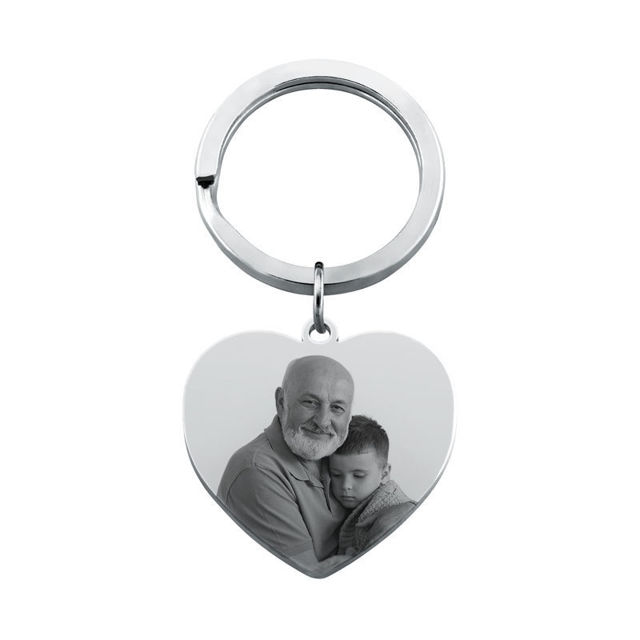 Picture of Custom Photo Keychain with Heart Pendant - Personalized stainless steel Keychain - Gift for Your Loved Ones