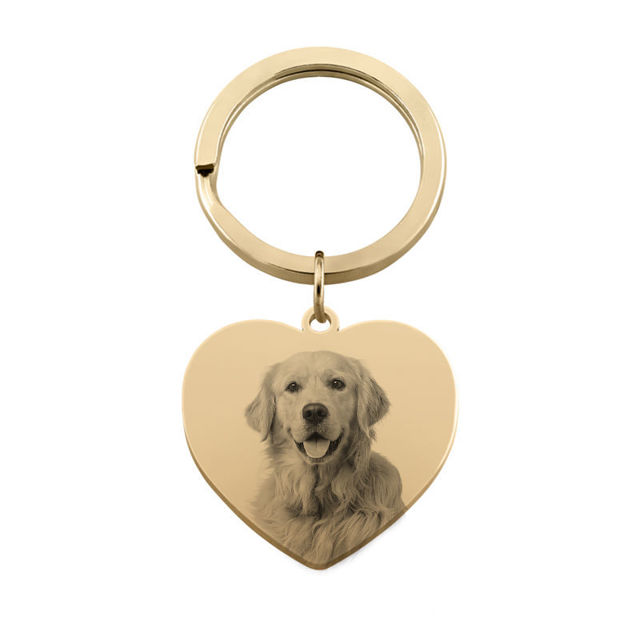 Picture of Custom Photo Keychain with Heart Pendant - Personalized stainless steel Keychain - Gift for Your Loved Ones