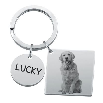 Picture of Custom Square Photo Keychain - Personalized stainless steel Keychain