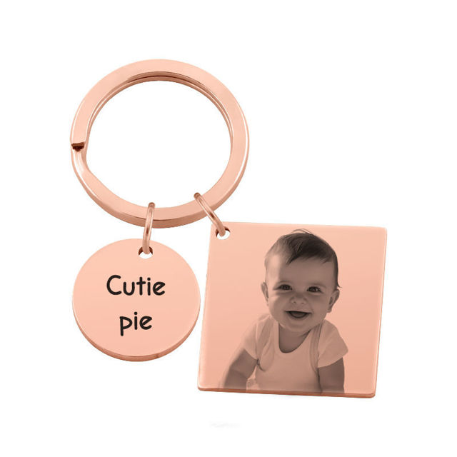 Picture of Custom Square Photo Keychain - Personalized stainless steel Keychain