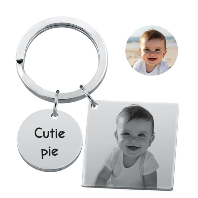 Picture of Custom Square Photo Keychain - Personalized stainless steel Keychain