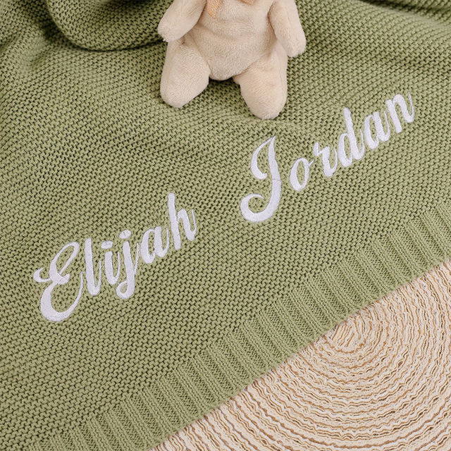 Picture of Custom Embroidered Baby Throw Blanket - Custom Car Throw Blanket - Personalized Knit Cotton Nap Blanket Throw Blanket