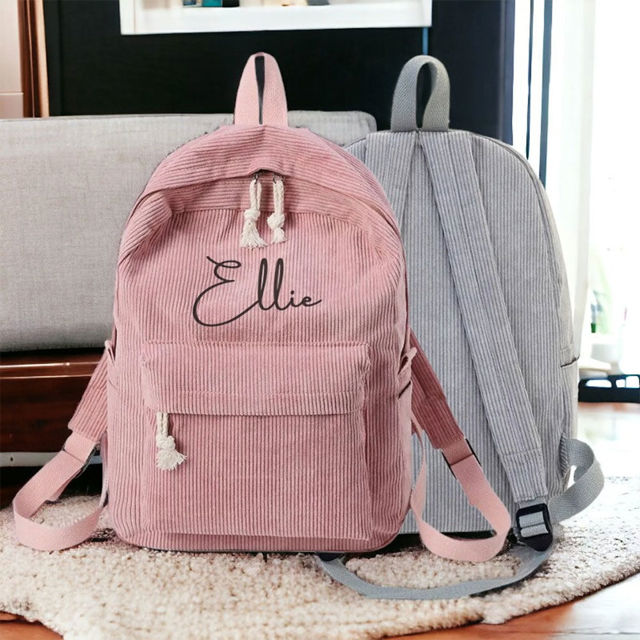 Picture of Personalized Canvas Backpack - Custom Embroidered Backpack - High School Backpack Backpack Preppy Style