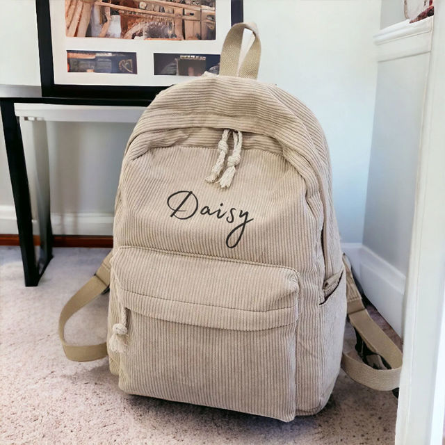 Picture of Personalized Canvas Backpack - Custom Embroidered Backpack - High School Backpack Backpack Preppy Style