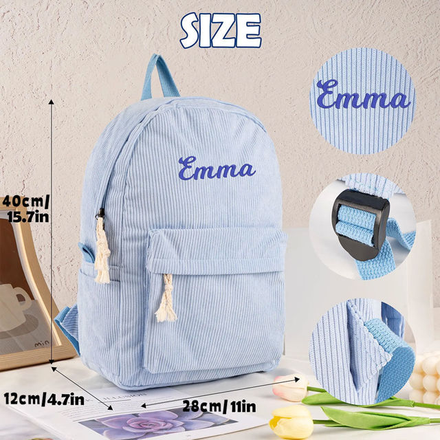 Picture of Personalized Canvas Backpack - Custom Embroidered Backpack - High School Backpack Backpack Preppy Style