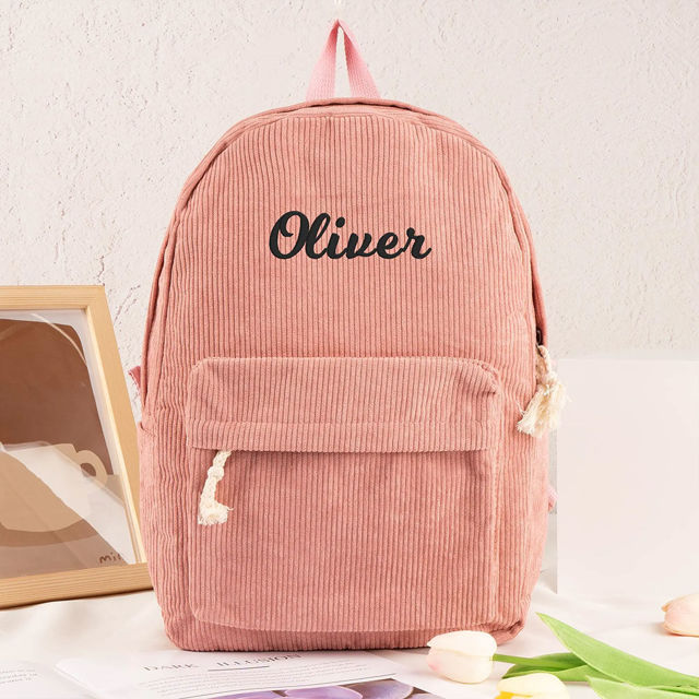 Picture of Personalized Canvas Backpack - Custom Embroidered Backpack - High School Backpack Backpack Preppy Style