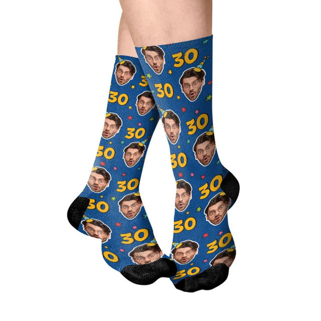 Picture of Custom Birthday Socks, Personalized  Faces Socks, Birthday Gift For Men and Women