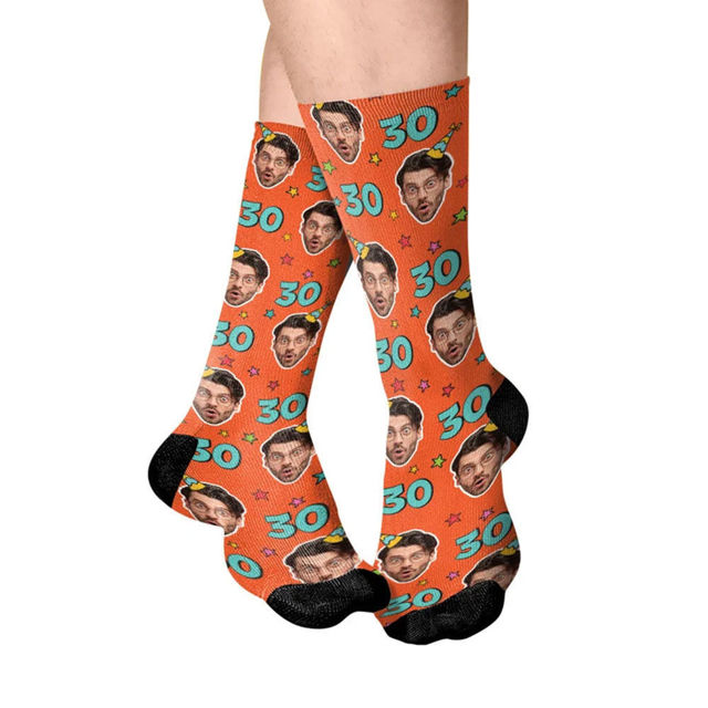 Picture of Custom Birthday Socks, Personalized  Faces Socks, Birthday Gift For Men and Women