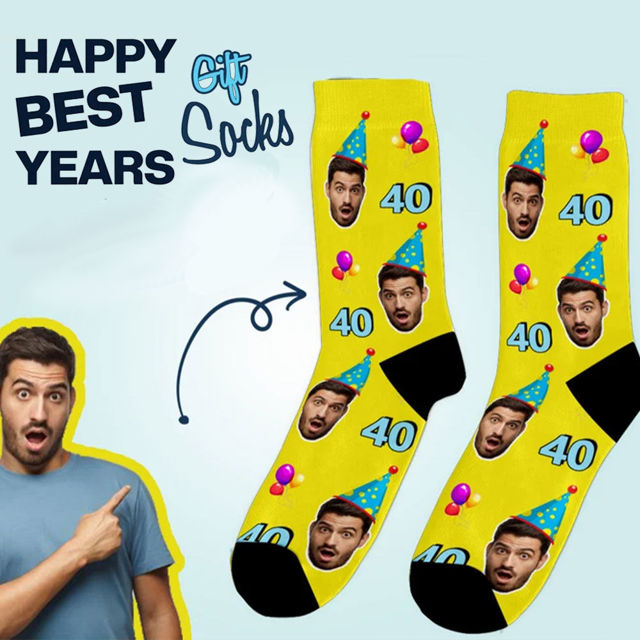 Picture of Custom Birthday Socks, Birthday Gift For Men and Women, Personalized  Faces Socks