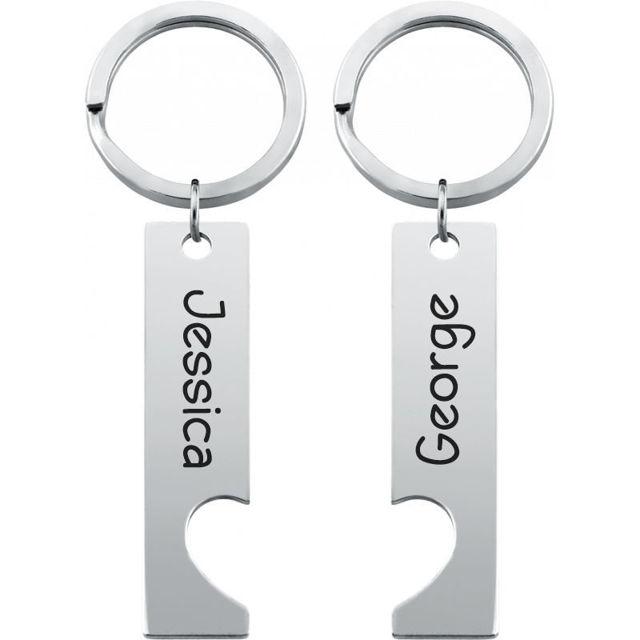 Picture of Custom Couple Keychain - Personalized Keychain with Names - Gift for Birthday or Valentine's day