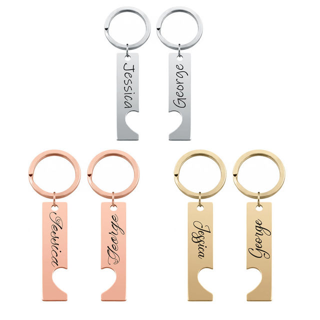 Picture of Custom Couple Keychain - Personalized Keychain with Names - Gift for Birthday or Valentine's day