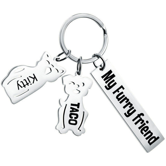 Picture of Custom Family Member Keychain - Personalized Keychain with Charms and Text - Gift for Father's Day and Mother's Day