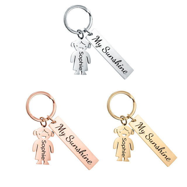 Picture of Custom Family Member Keychain - Personalized Keychain with Charms and Text - Gift for Father's Day and Mother's Day