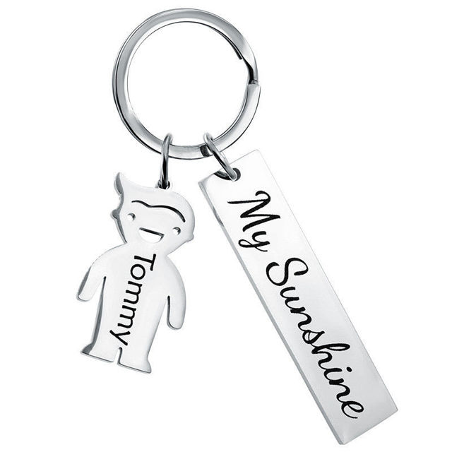 Picture of Custom Family Member Keychain - Personalized Keychain with Charms and Text - Gift for Father's Day and Mother's Day