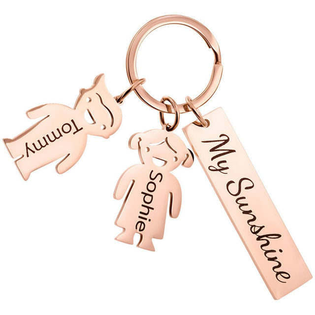 Picture of Custom Family Member Keychain - Personalized Keychain with Charms and Text - Gift for Father's Day and Mother's Day